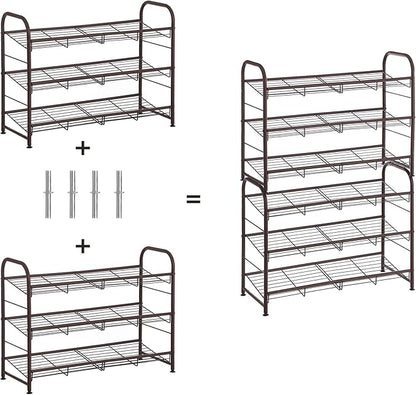 SONGMICS Shoe Rack, 3 Tier Shoe Organizer for Closet, Holds up to 12 Pairs of Shoes, Shoe Rack for Front Door Entrance, Metal