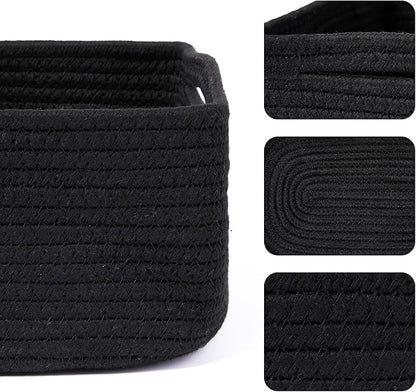 MiniArk Small Storage Baskets for Organizing | Closet Organizer Bins | Shelf Toy Basket | Woven Rope Baskets | Cube Decorativ