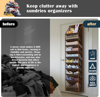 10 - Pocket Over - the - Door Hanging Shoe Organizers & Rack, Made of Sturdy 600D Oxford + Non - Woven Fabric, Space - Saving
