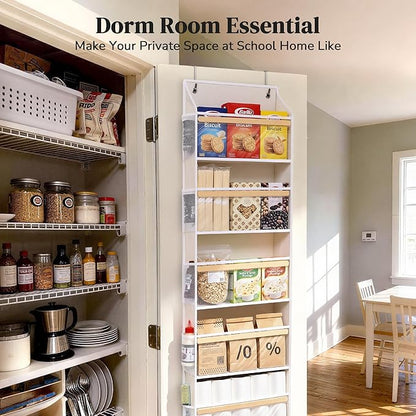 Ultra-Thin 5 Tiers Over the Door Organizer Hanging with 10 Side Pocket for Narrow Gaps,44lbs Behind the Door Storage Closet B