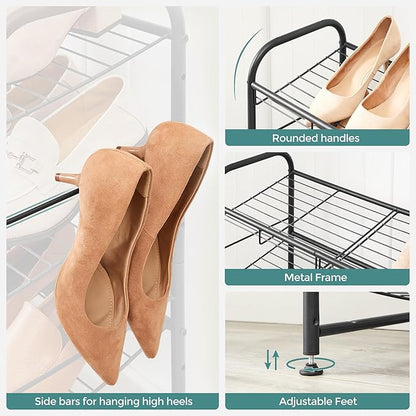 SONGMICS Shoe Rack, 3 Tier Shoe Organizer for Closet, Holds up to 12 Pairs of Shoes, Shoe Rack for Front Door Entrance, Metal
