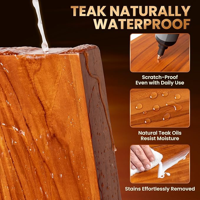 48 Inch Solid Wood Floating Shelf - 100% Solid Teak Wood Wall Shelf with Invisible Brackets - Waterproof Natural Wood Shelves