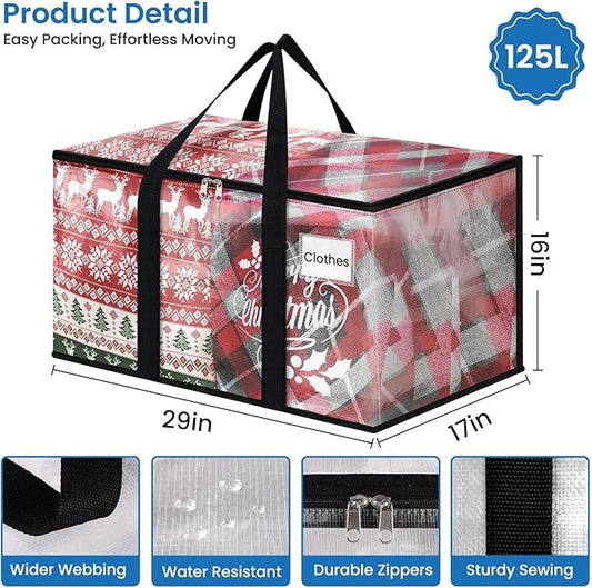 RoomHacks Clear Heavy Duty Extra Large Moving Bags, Reinforced Handle and Double Zipper, Storage Bags Alternative to Moving B