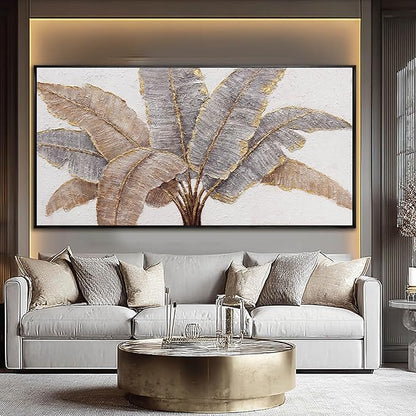 CHUDANHAO Plant Canvas Wall Art Contemporary Wall Decor Gold Pictures Textured Home Decorations 29"x58" Canvas Art for Living