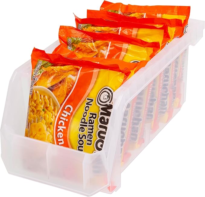 ReadySpace Medium Plastic Storage Bins, Stackable Organizer Containers for Closet Pantry Shelf Garage and Office Organization