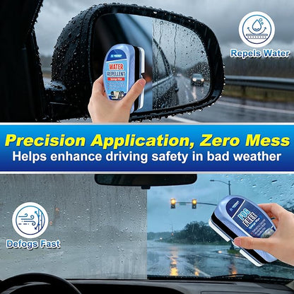 Water Repellent & Anti-Fog Glass Brush Kit with Towels | Hydrophobic Rain Repellent & Defogger for Car Glass Windshield Windo