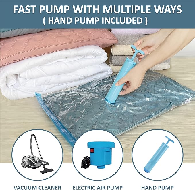 Roomimaster Vacuum Storage Bags, Vacuum Seal Space Saver Bags for Clothing, Travel Lugggage, Carry-on, Blankets, Comforters, 