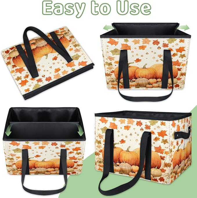 Reusable Grocery Bags Heavy Duty Shopping Bags Foldable Large Tote Bags with Long Handles & Hard Bottom
