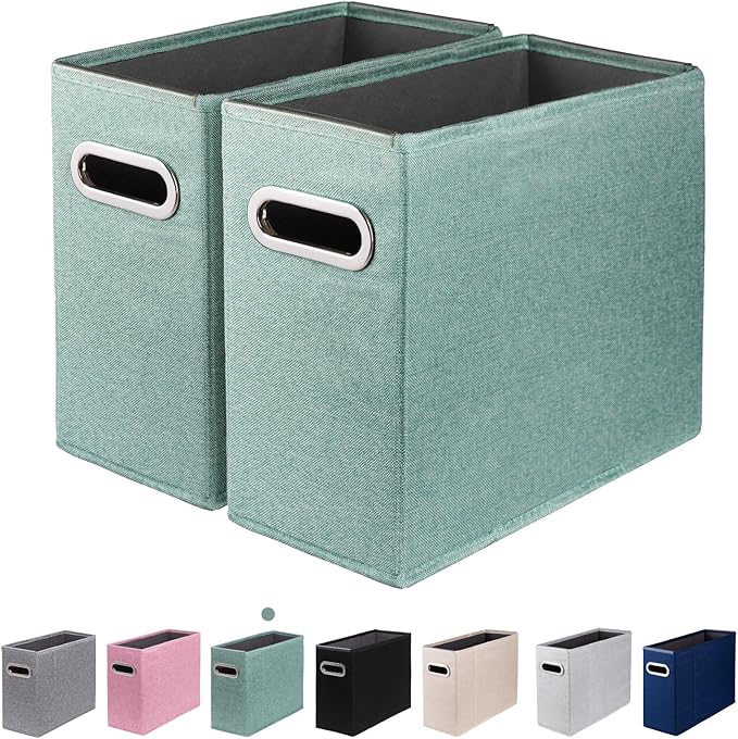 2 Packs Letter Size File Organizer, File Folders Organizer, Fabric Storage Box, Collapsible Paper Organizer with Metal Handle