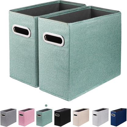 2 Packs Letter Size File Organizer, File Folders Organizer, Fabric Storage Box, Collapsible Paper Organizer with Metal Handle