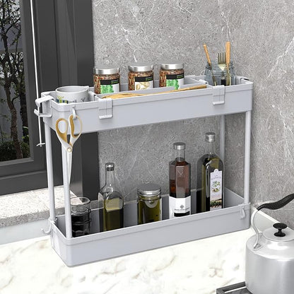 SPACELEAD Slim Storage Cart 3 Tier,Bathroom Organizer Rolling Utility,Mobile Shelving Unit Slide Out for Office, Kitchen, Lau