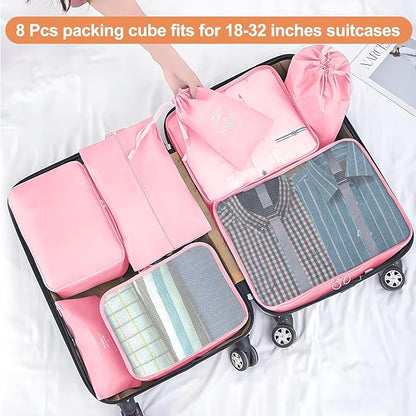 8 Set Packing Cubes for Suitcase, Packing Cubes for Carry on Suitcases, Luggage Organizer for Travel Essentials, Large Mesh L