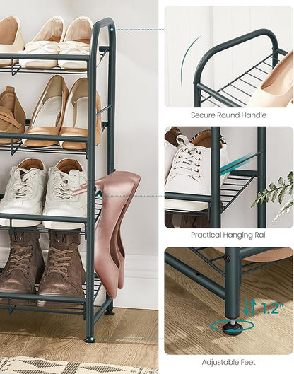SONGMICS Shoe Rack, 4 Tier Shoe Organizer for Closet, Holds up to 16 Pairs of Shoes, Shoe Rack for Front Door Entrance, Metal