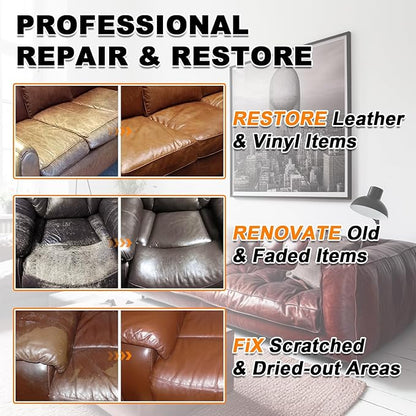 12oz Leather Recoloring Balm & 3.4oz Mink Oil Leather Conditioner kit,Dark Gray Leather Color Repair Kits for Couches, Leathe