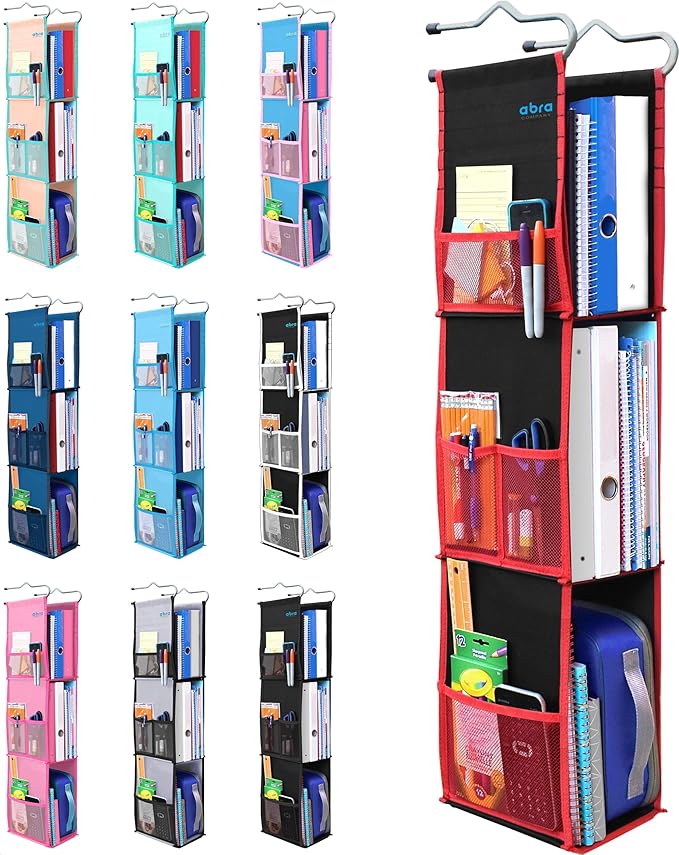 ABRA® 3 Shelf Hanging Locker Organizer for School, Gym, Work, Storage | Deep Shelves 6.5”x 9”| Eco-Friendly Fabric Healthy fo