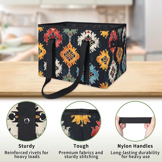 Reusable Grocery Bag, Foldable Large Shopping Tote Bag for Groceries Kitchen Picnic Car Trunk