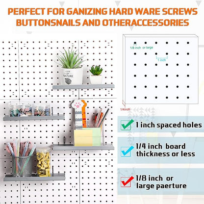 Beeveer 4 Pcs Pegboard Shelves Wall Organizer Brackets Pegboard Steel Tray Accessories Organizing Tools for Craft Garage Nurs