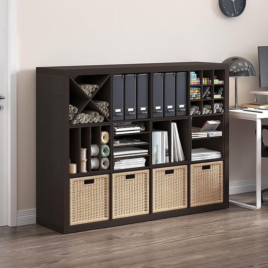 Furinno Cubicle Cube Insert, X-Shelf Cube Organizer, 3-Shelf Accessory, Fits into Furinno Triple Thick Cubes, IKEA Kallax, fo