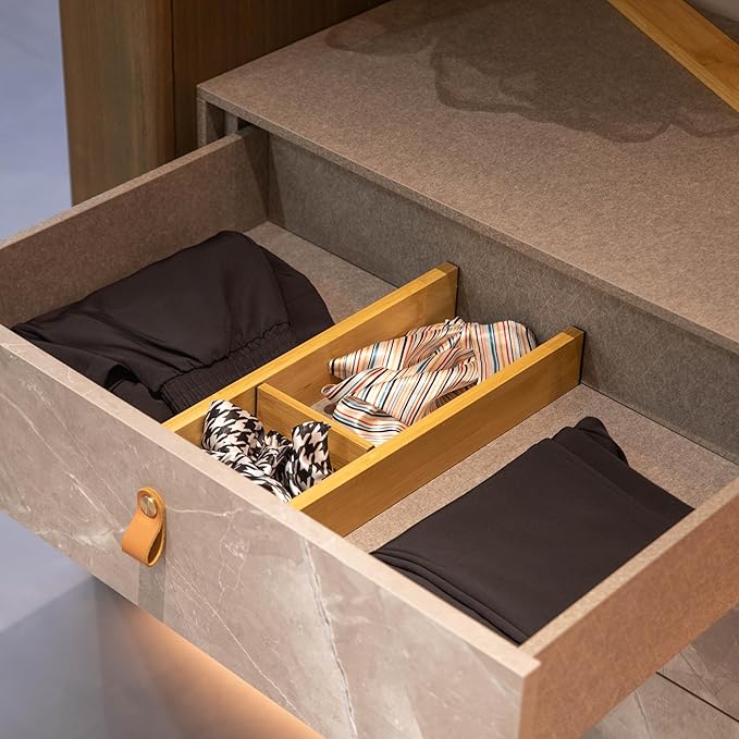 Basicwise Expandable & Adjustable Drawer Organizer with 4 Dividers & 4 Inserts Storage Solution for Home Office Dresser Desk 