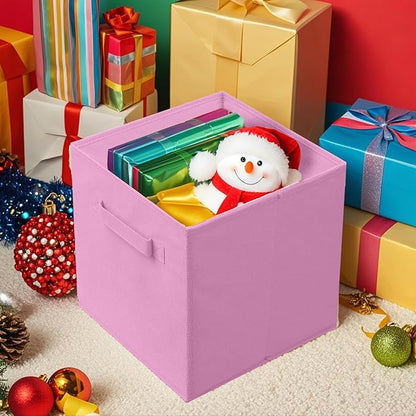 ShellKingdom Foldable Fabric Storage Cubes and Cloth Organizer Drawer for Closet and Toys, 2 Pack (Pink)