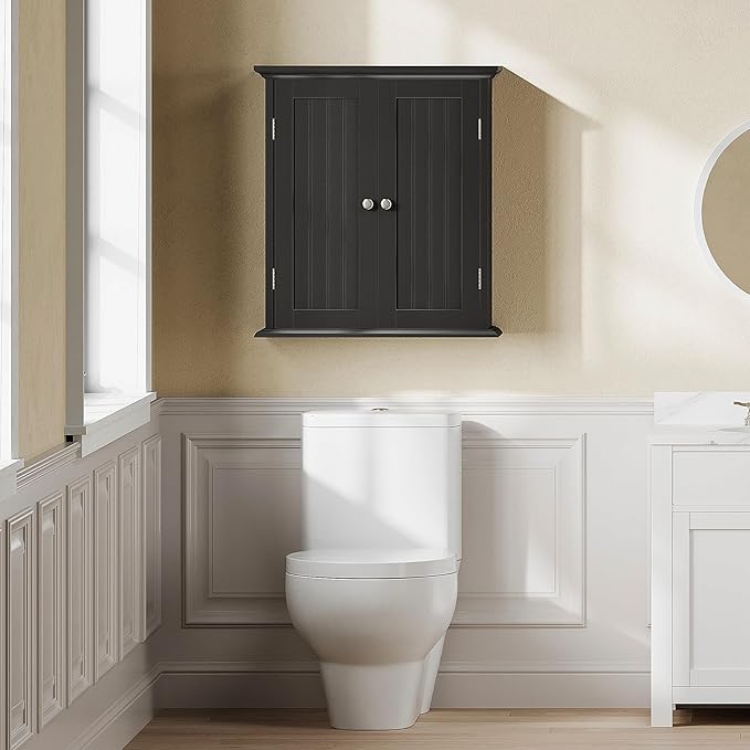 ChooChoo Bathroom Wall Cabinet Set of 2, Over The Toilet Space Saver Storage Cabinet, Medicine Cabinet with 2 Door and Adjust