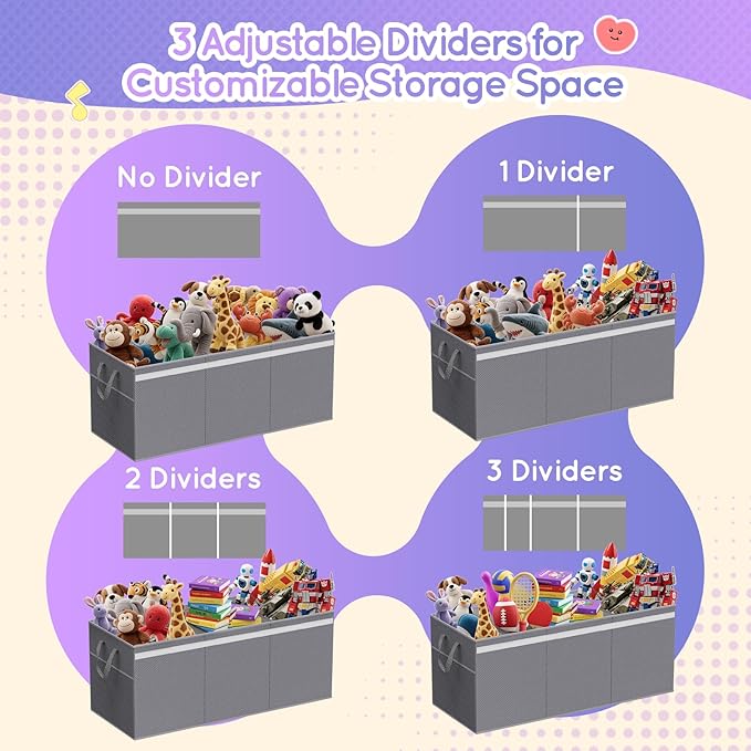 Lewondr 160L Extra Large Toy Storage Organizer with Lid, 40"x16"x16"Collapsible Sturdy Toy box, Toy Chest for Boys Girls, Toy