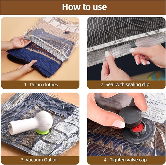 15 Pack Vacuum Compression Bags for Travel, Carry-on Size Seal Packing Cubes for Luggage,Vacuum Storage Bags, Space Saver for