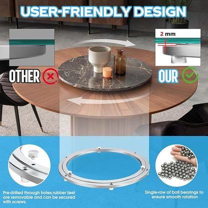 Lazy Susan Hardware,16 inch Heavy Duty Lazy Susan Bearing Kit,Rotating Serving Turntable for Aluminium Alloy Turntable Bearin