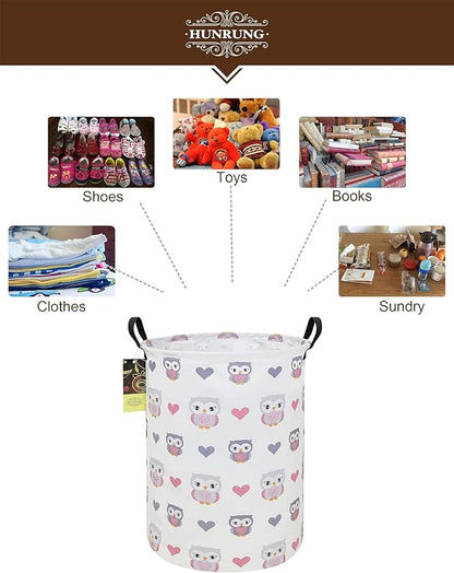 HUNRUNG Laundry Hamper,Large Canvas Fabric Lightweight Storage Basket Toy Organizer Dirty Clothes Collapsible Waterproof for 