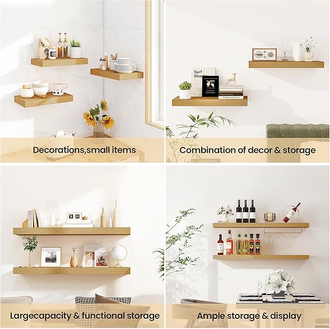 Vivelove 48 Inch Floating Shelves for Wall, 48x9 Display Shelves for Bathroom Living Room Kitchen Bedroom Office Farmhouse Ho