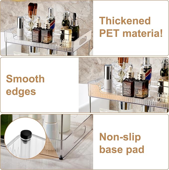 Goderewild 2-Tier Bathroom Counter Organizer, Multi-Purpose Cosmetics Skincare Shelf, Fits A4 Size Makeup Organizer for Offic