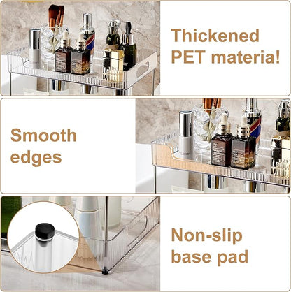Goderewild 2-Tier Bathroom Counter Organizer, Multi-Purpose Cosmetics Skincare Shelf, Fits A4 Size Makeup Organizer for Offic