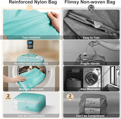 Comforter Storage Bag - Large Capacity Blanket Storage Bags 3-Layer Ultra Space Saving Self Compression Organizer, Washable C