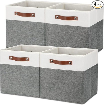 Temary Storage Cubes 12x12 Fabric Cube Storage Bins Foldable Storage Baskets with Handles, Decorative Storage Boxes for Organ