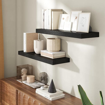 30 Inch Floating Shelves for Wall, 8 Inch Deep Floating Shelf for Storage & Display, Rustic Wall Mounted Shelf with Invisible