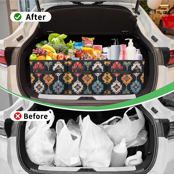 Reusable Grocery Bag, Foldable Large Shopping Tote Bag for Groceries Kitchen Picnic Car Trunk