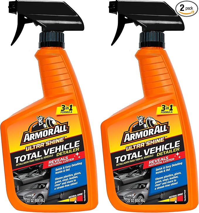 Armor All Ultra Shine Total Vehicle Detailer, Car Detailer Spray for Interior and Exterior Use, 22 Fl Oz (Pack of 2)