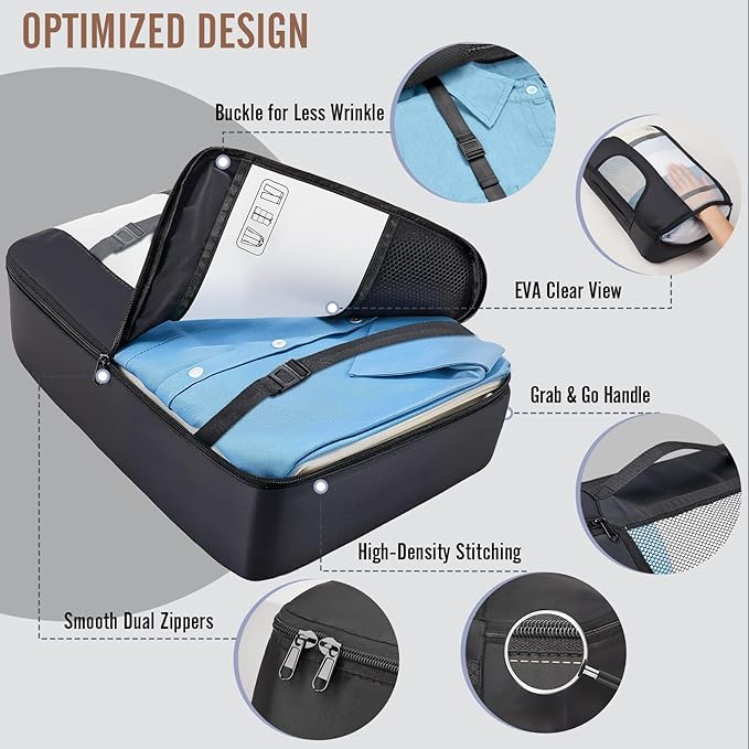 Veken 10 Set/8 Set Packing Cubes for Travel Essentials, Suitcase Organizer Bags in 4 Sizes, Carry-On Luggage Accessories with Laundry & Toiletry Bag, Airplane Must-Have, Road Trip & Camp Gifts for Men