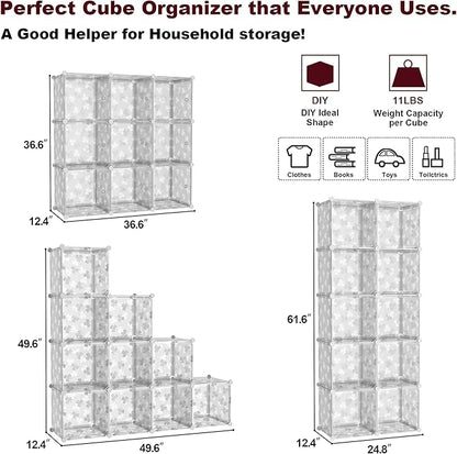 C&AHOME Cube Storage Organizer with Doors, 10-Cube Shelves, DIY Plastic Modular Bookshelf, Closet Clothes Storage Shelving Id