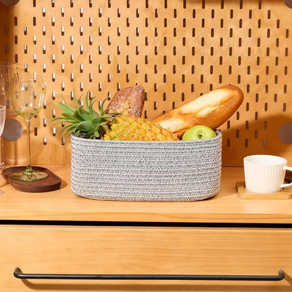 MiniArk Small Storage Baskets for Organizing | Closet Organizer Bins | Shelf Toy Basket | Woven Rope Baskets | Cube Decorativ