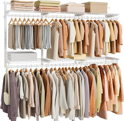 SONGMICS HOME Closet System, Closet Insert Organizer, 4-6 ft, Adjustable Metal Shelving Unit with 6 Hanging Rods, 6 Shelves, 