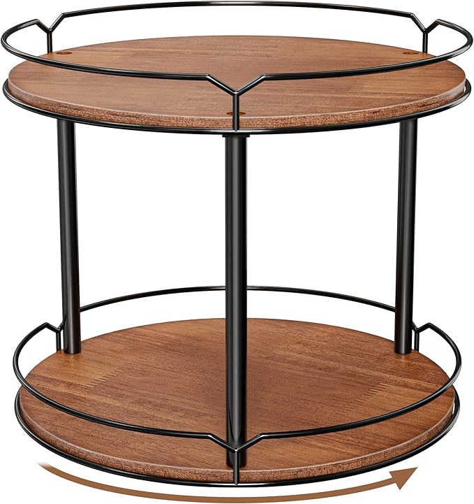 Spice Rack, Set of 2 Lazy Susan Organizer, 2-Tier Turntable Organizer, Rotating Spice Rack Organizer for Cabinet, Compact and