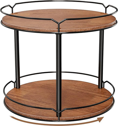 Spice Rack, Set of 2 Lazy Susan Organizer, 2-Tier Turntable Organizer, Rotating Spice Rack Organizer for Cabinet, Compact and