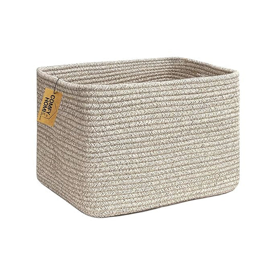 COMFY-HOMI Square Woven Cotton Rope Basket for Organizing, Gift Baskets for Handles, Empty Gift Baskets, Toy Basket for bins|