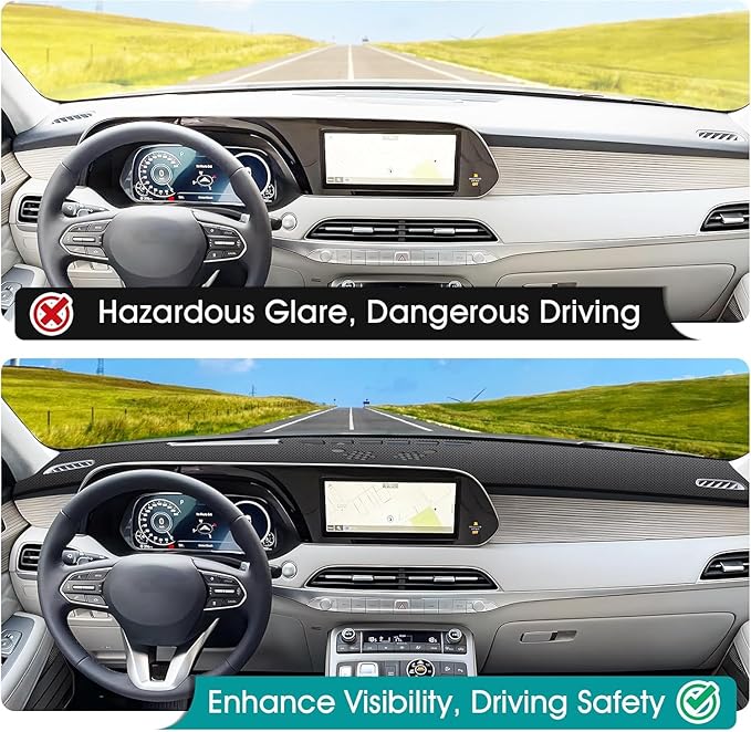 FIILINES Dash Cover Fit for 2020-2025 Hyundai Palisade with HUD Accessories Sunshade Non-Slip Mesh Dash Cover for Palisade Ac