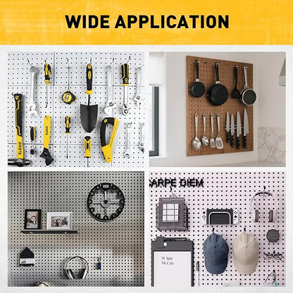 ELEAD 66-Piece 2/4/6 Inch Pegboard Hooks, Heavy Duty Peg Board Organizer Accessories, Peg Board Tool Hangers Fit for 1/4" and