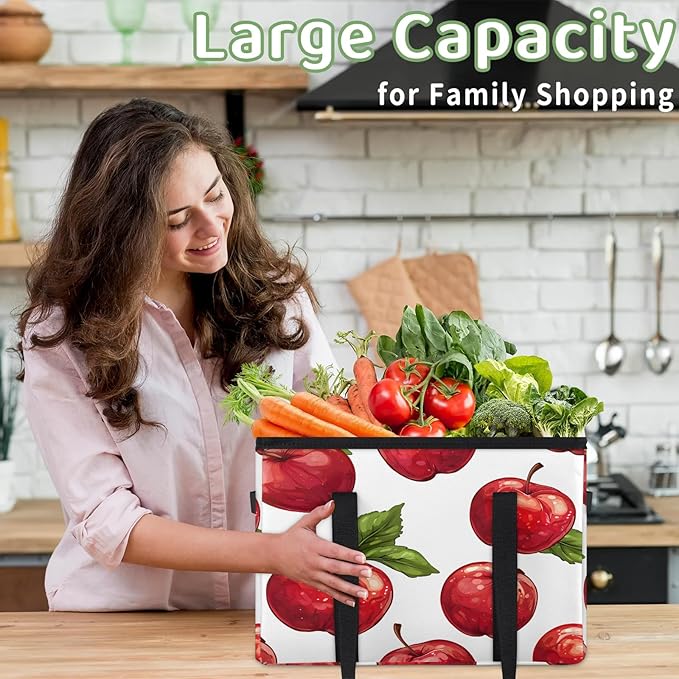 Reusable Grocery Bag, Foldable Large Shopping Tote Bag for Groceries Kitchen Picnic Car Trunk