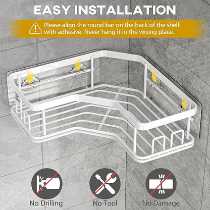 MAXIFFE 3 Pack X-Large Corner Shower Caddy with Soap Holder, Large Capacity Sturdy Easy Install No Drilling Stainless Steel H