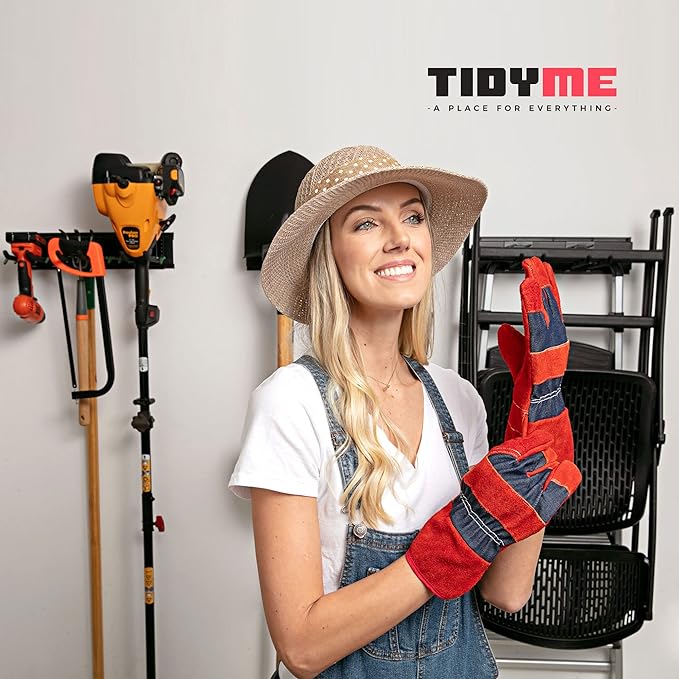 TIDYME Garage Tool Organizer Wall Mount - 96 inches - Sturdy Storage Rack with Adjustable Hooks, Anti-Rust - Easy Installatio