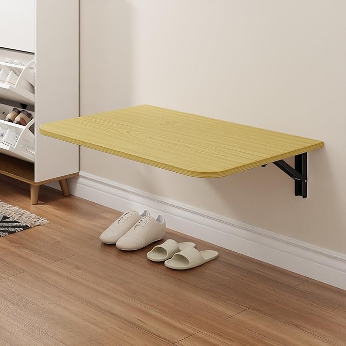 Foldable Floating Wall Shelves 20 inch, Bathroom Shelves Wall Mounted,12" Deep Wood Floating Kitchen shelves,Easy to Install 